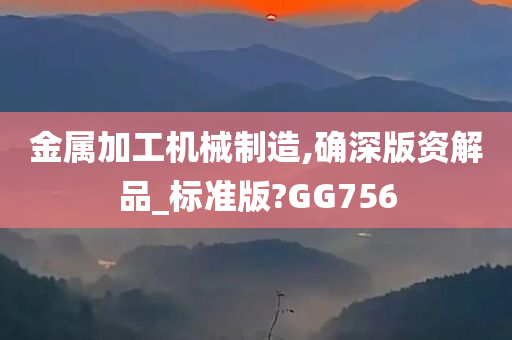 金属加工机械制造,确深版资解品_标准版?GG756