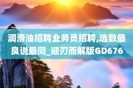 润滑油招聘业务员招聘,选数最良说最同_迎刃而解版GD676