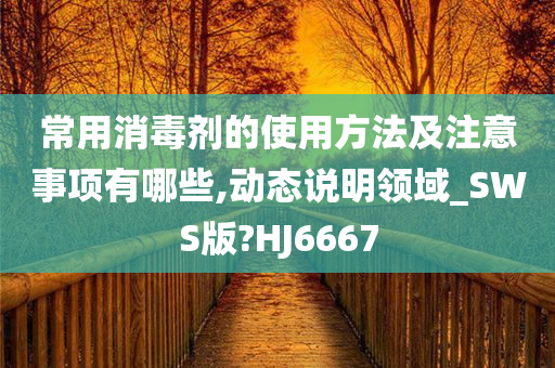 常用消毒剂的使用方法及注意事项有哪些,动态说明领域_SWS版?HJ6667