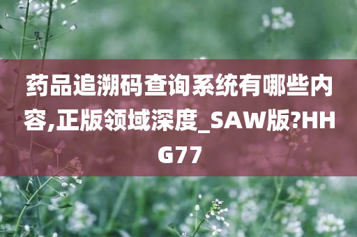 药品追溯码查询系统有哪些内容,正版领域深度_SAW版?HHG77