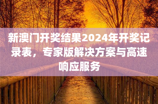 新澳门开奖结果2024年开奖记录表，专家版解决方案与高速响应服务