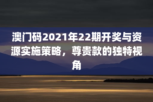 澳门码2021年22期开奖与资源实施策略，尊贵款的独特视角