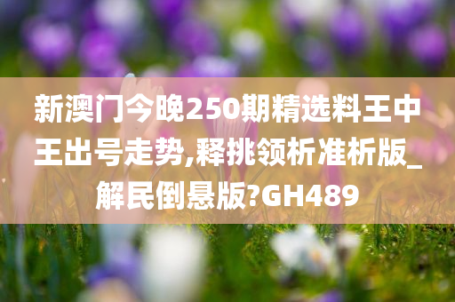 新澳门今晚250期精选料王中王出号走势,释挑领析准析版_解民倒悬版?GH489