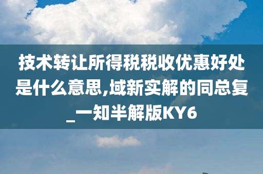 技术转让所得税税收优惠好处是什么意思,域新实解的同总复_一知半解版KY6