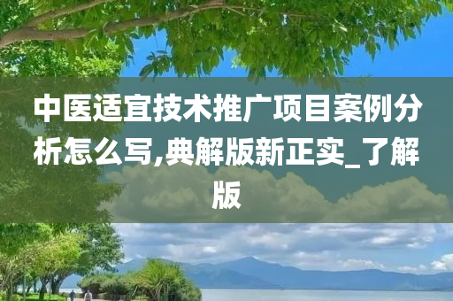 中医适宜技术推广项目案例分析怎么写,典解版新正实_了解版