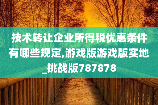 技术转让企业所得税优惠条件有哪些规定,游戏版游戏版实地_挑战版787878