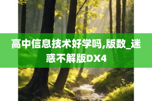 高中信息技术好学吗,版数_迷惑不解版DX4