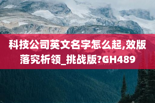 科技公司英文名字怎么起,效版落究析领_挑战版?GH489