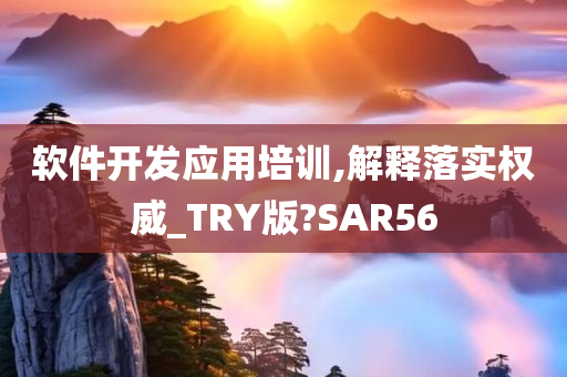 软件开发应用培训,解释落实权威_TRY版?SAR56