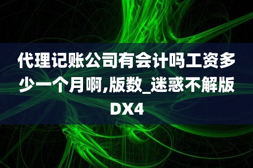 代理记账公司有会计吗工资多少一个月啊,版数_迷惑不解版DX4