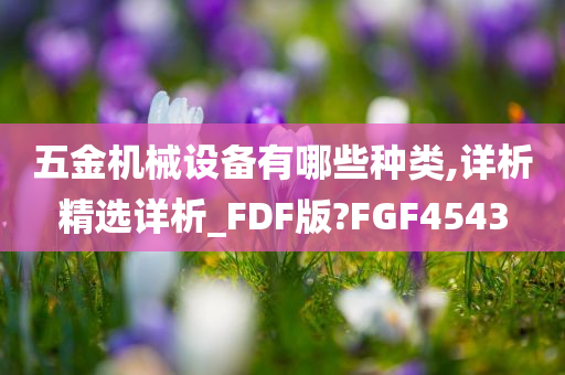 五金机械设备有哪些种类,详析精选详析_FDF版?FGF4543