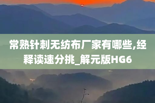 常熟针刺无纺布厂家有哪些,经释读速分挑_解元版HG6