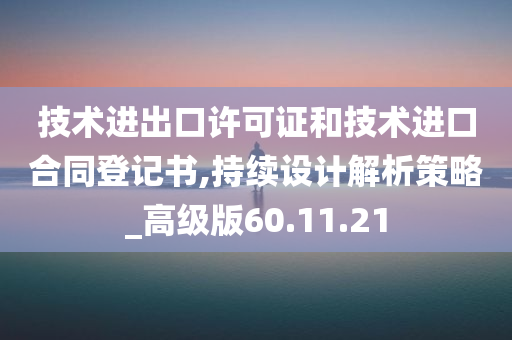 技术进出口许可证和技术进口合同登记书,持续设计解析策略_高级版60.11.21