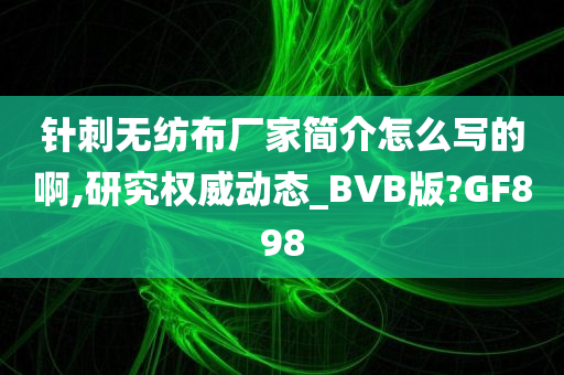 针刺无纺布厂家简介怎么写的啊,研究权威动态_BVB版?GF898