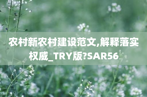 农村新农村建设范文,解释落实权威_TRY版?SAR56