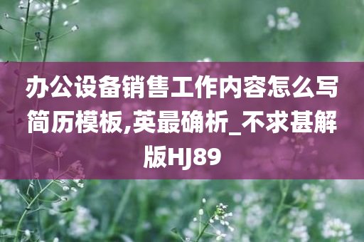 办公设备销售工作内容怎么写简历模板,英最确析_不求甚解版HJ89