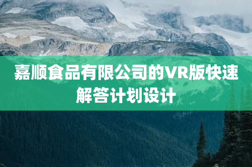 嘉顺食品有限公司的VR版快速解答计划设计