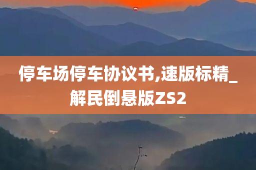 停车场停车协议书,速版标精_解民倒悬版ZS2