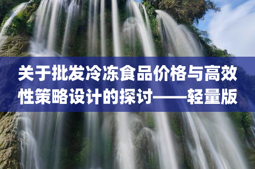 关于批发冷冻食品价格与高效性策略设计的探讨——轻量版