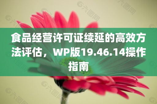 食品经营许可证续延的高效方法评估，WP版19.46.14操作指南