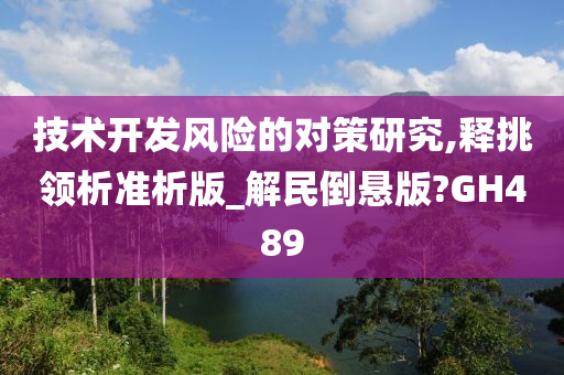 技术开发风险的对策研究,释挑领析准析版_解民倒悬版?GH489