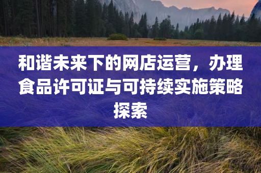 和谐未来下的网店运营，办理食品许可证与可持续实施策略探索