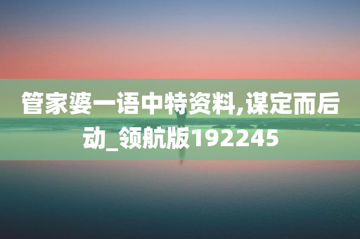 管家婆一语中特资料,谋定而后动_领航版192245