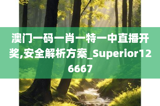 澳门一码一肖一特一中直播开奖,安全解析方案_Superior126667