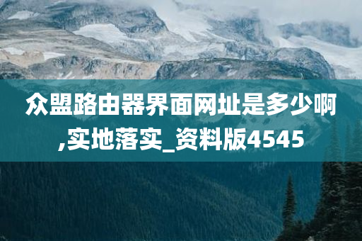 众盟路由器界面网址是多少啊,实地落实_资料版4545